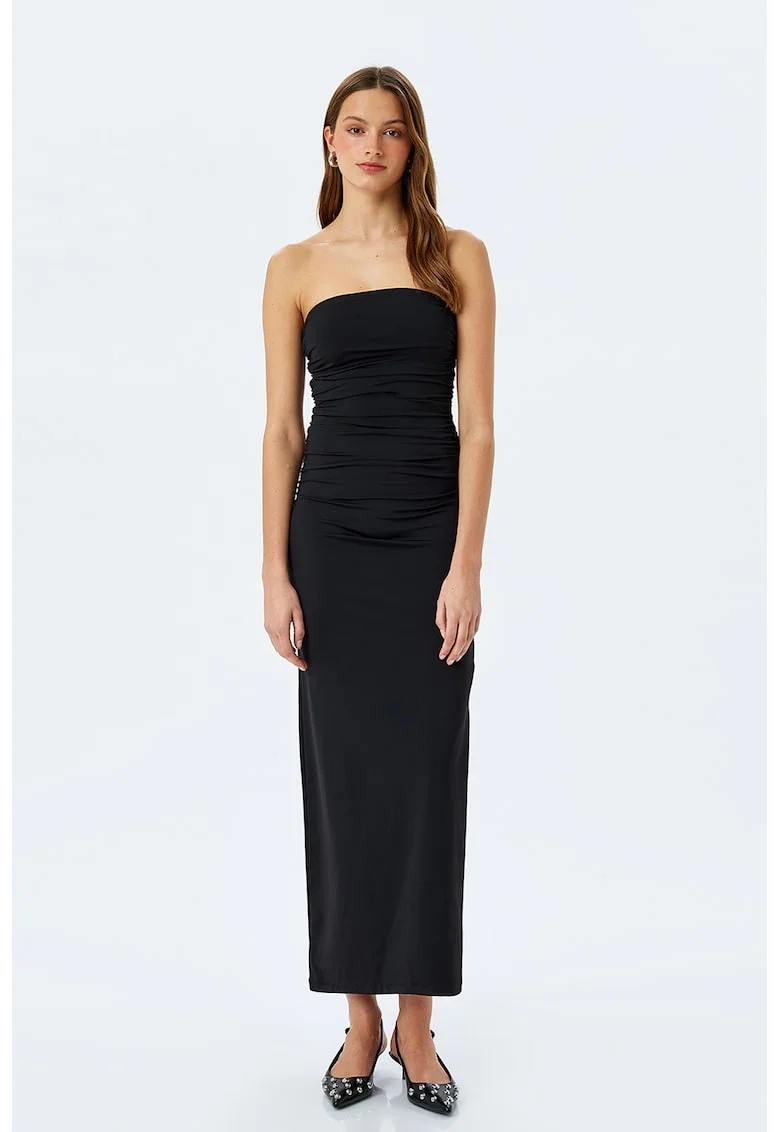 Rochie maxi cu slit lateral, Negru