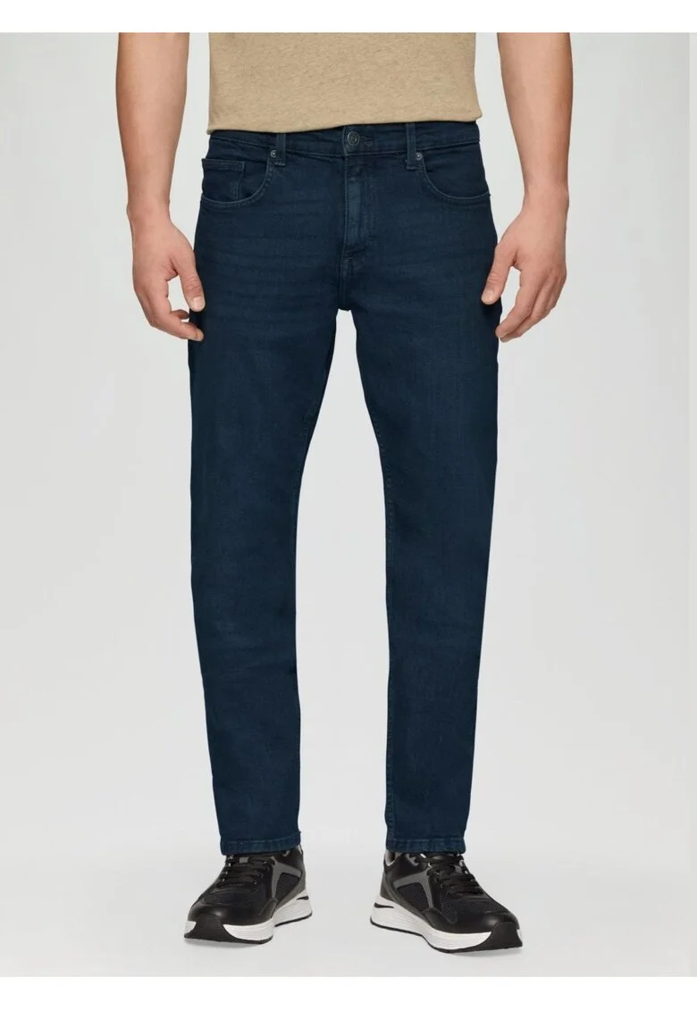 Blugi barbati Rick, cu talie medie si croiala Slim Fit,, Albastru indigo