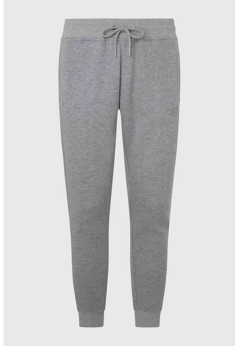 Pantaloni sport cu croiala conica si talie medie, Gri melange