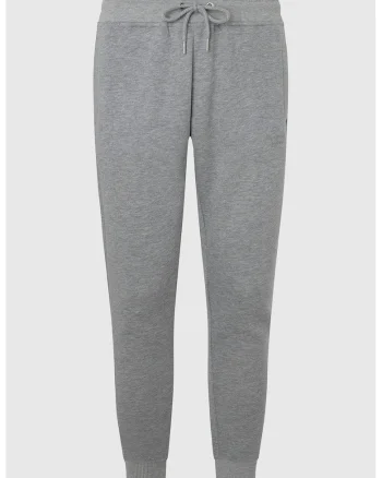 Pantaloni sport cu croiala conica si talie medie, Gri melange