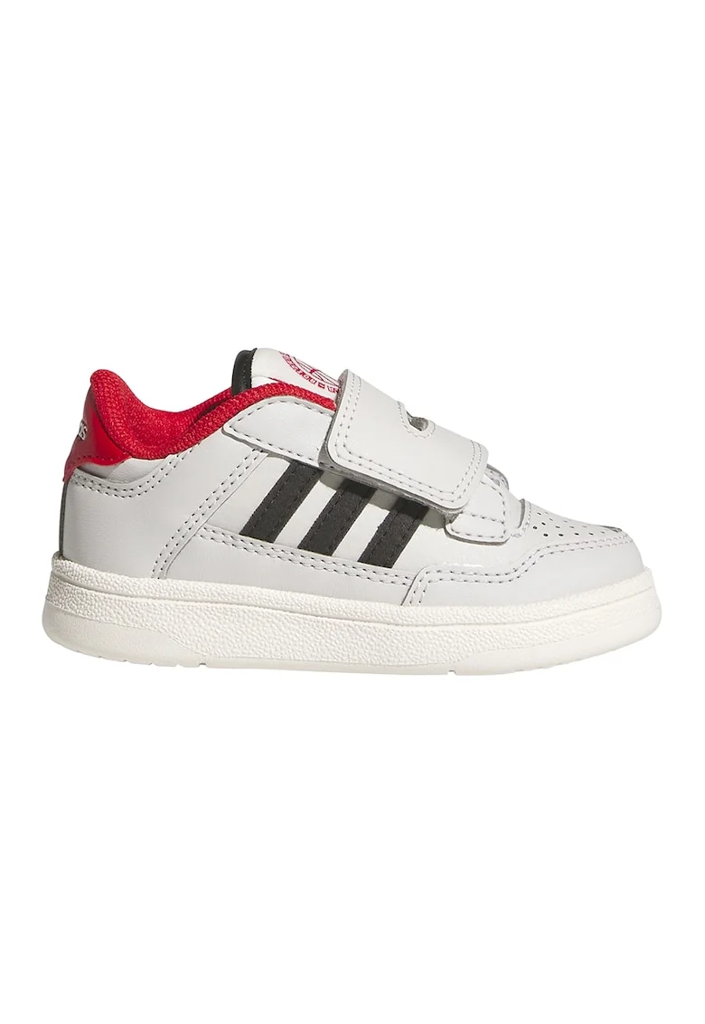 Pantofi sport din piele ecologica cu inchidere velcro Rapid Court, Alb/Negru stins