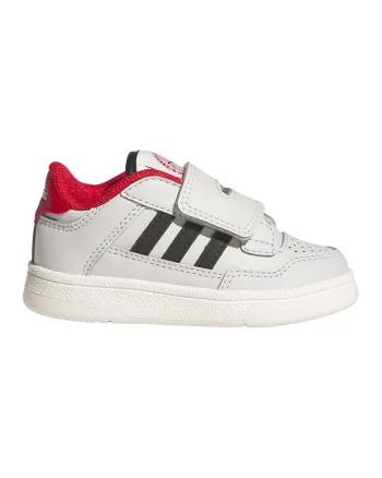 Pantofi sport din piele ecologica cu inchidere velcro Rapid Court, Alb/Negru stins