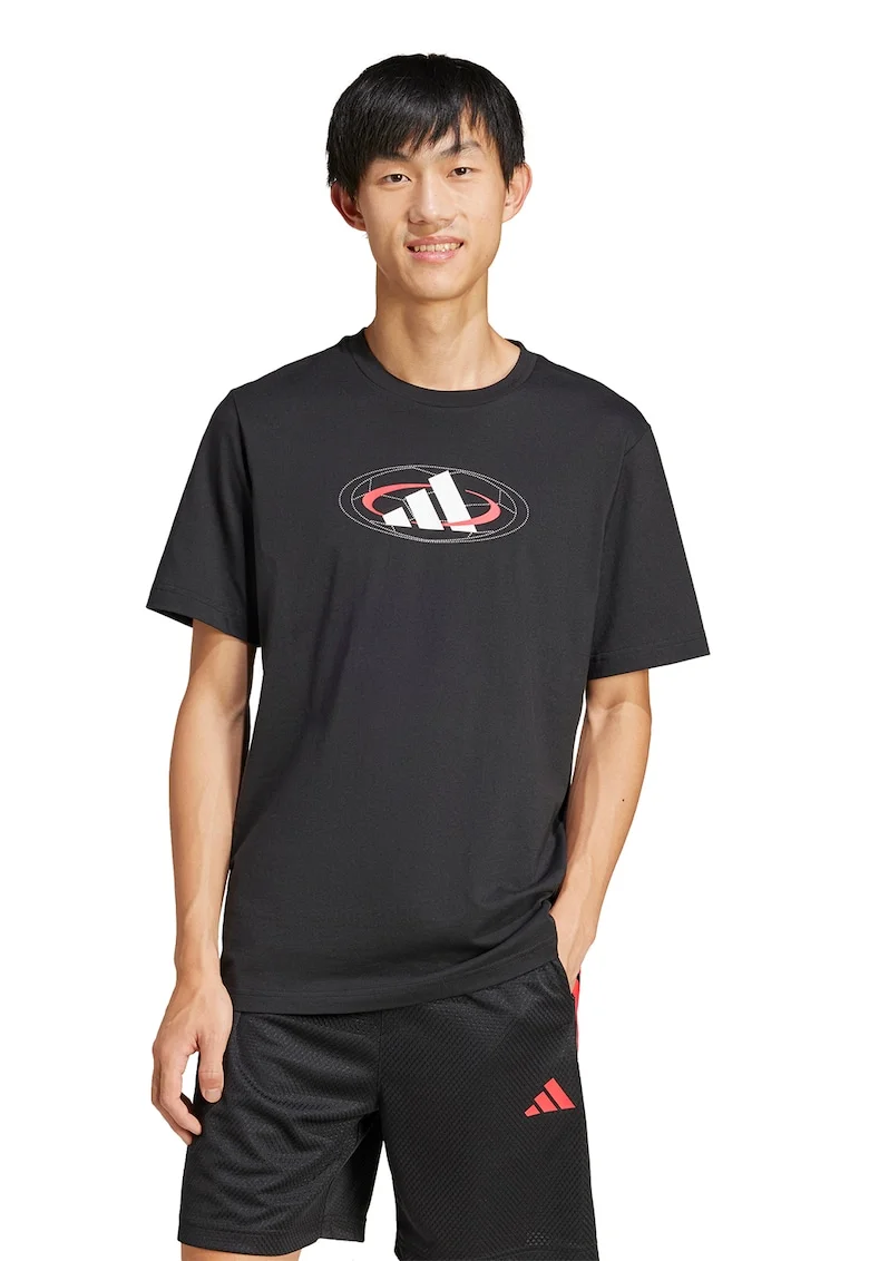 Tricou cu imprimeu logo, Rosu/Alb/Negru
