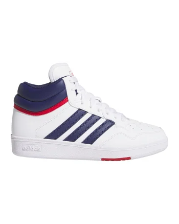 Pantofi sport mid-high de piele ecologica Hoops 4.0, Alb/Albastru inchis