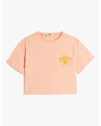 Tricou cu imprimeu pe spate, Roz somon