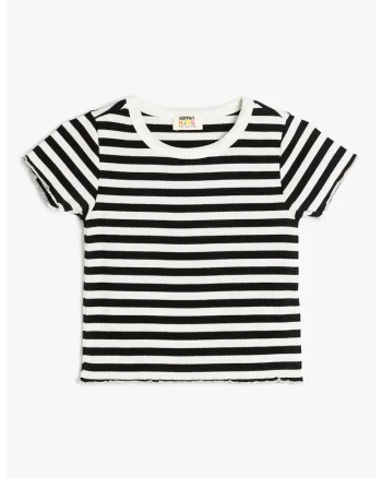 Tricou crop slim fit, Alb/Bleumarin