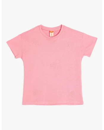 Tricou cu decolteu la baza gatului, Roz
