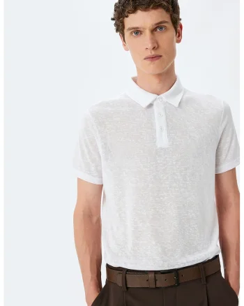 Tricou polo uni, Alb