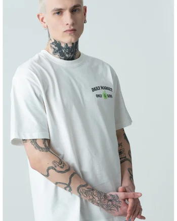 Tricou din bumbac organic cu logo, Alb/Negru/Galben
