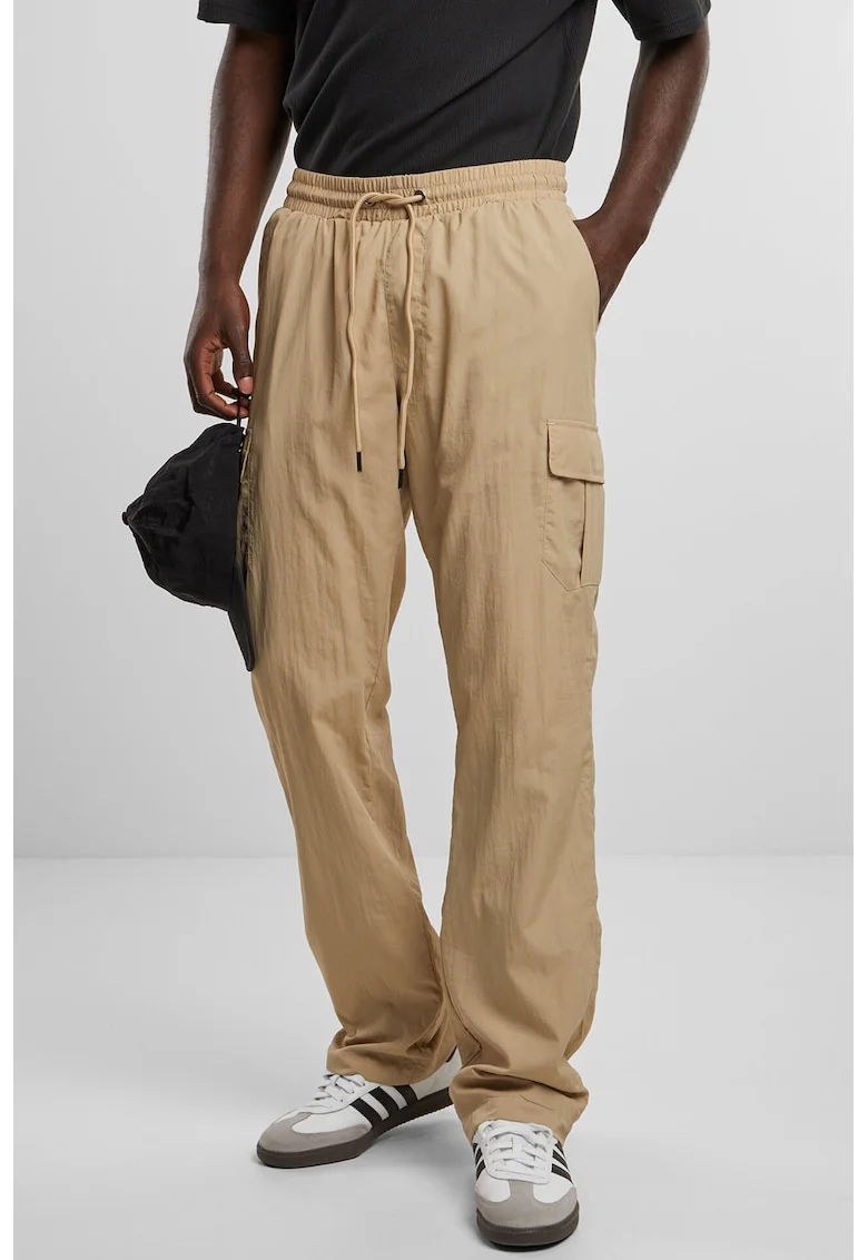 Pantaloni cargo cu snur de ajustare si croiala dreapta, Maro nisip