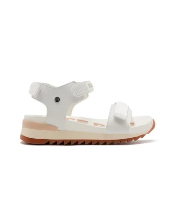 Sandale din piele ecologica cu inchidere velcro, Alb