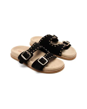 Papuci din piele Stella, Negru