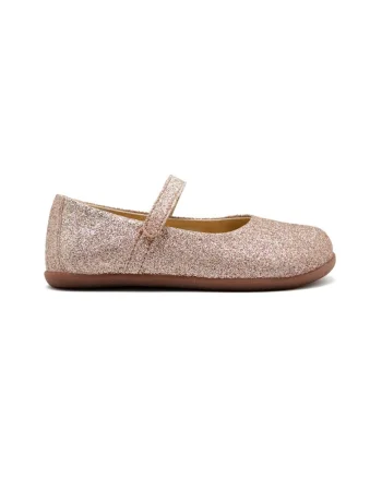 Balerini cu inchidere velcro si aspect stralucitor, Auriu rose