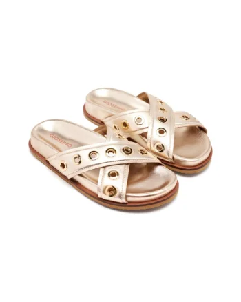 Papuci din piele Hiles, Auriu