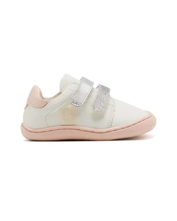 Pantofi sport din piele cu inchidere velcro, Alb