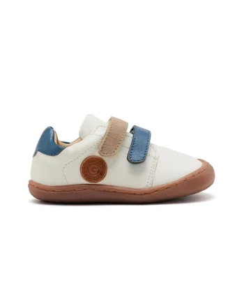 Pantofi sport din piele cu inchidere velcro, Alb