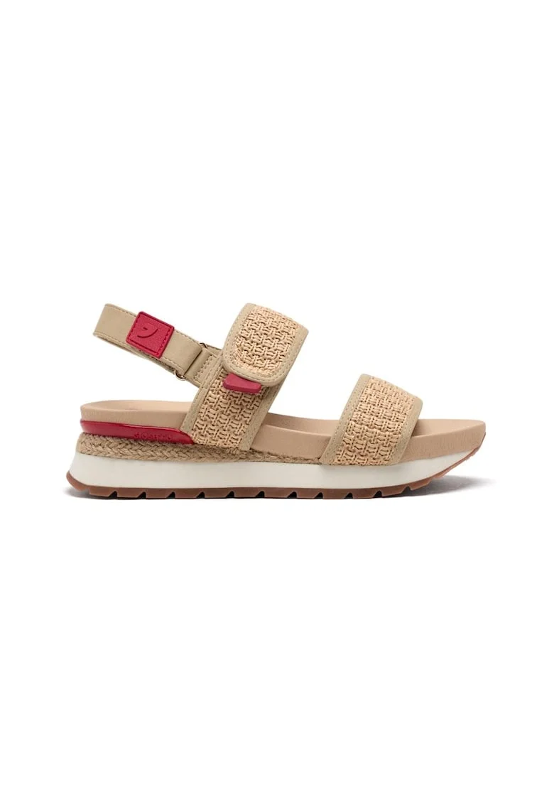 Sandale din piele ecologica cu talpa wedge, Bej