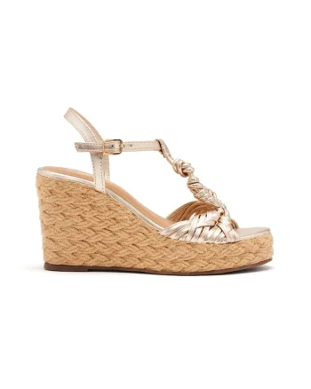 Sandale din piele cu talpa wedge Castine, Auriu