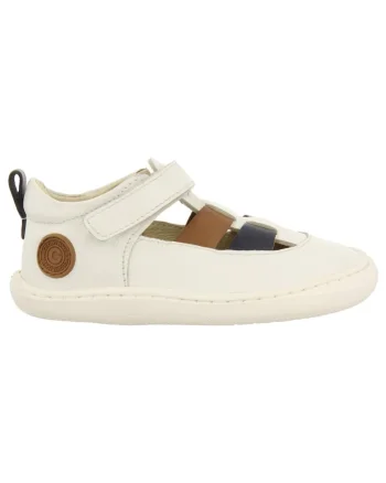 Sandale din piele cu inchidere velcro, Alb