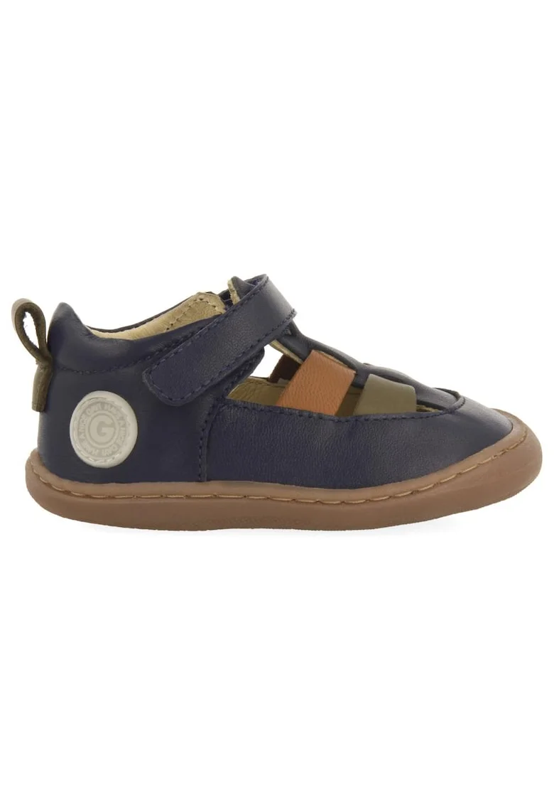 Sandale din piele cu inchidere velcro, Albastru royal/Bleumarin