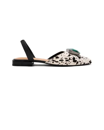 Balerini de piele cu animal print Hughes, Maro inchis/Maro nisip