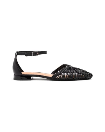 Sandale de piele cu perforatii, Negru