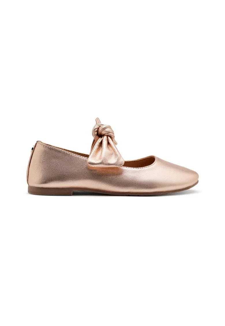 Balerini din piele cu funda, Auriu rose