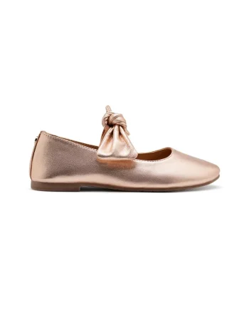 Balerini din piele cu funda, Auriu rose