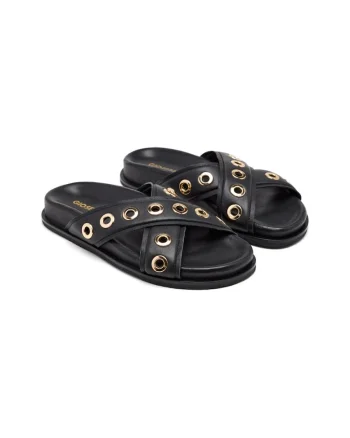 Papuci din piele Hiles, Negru