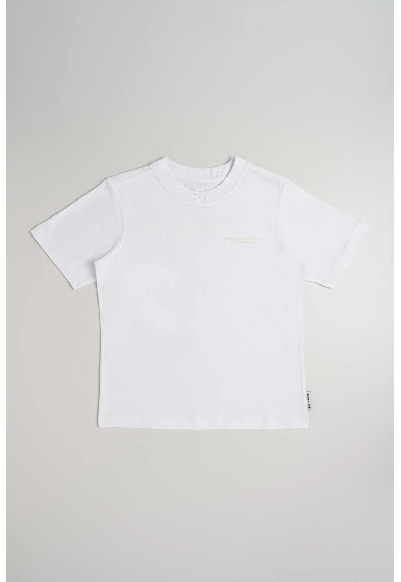 Tricou de bumbac cu decolteu la baza gatului, Alb optic