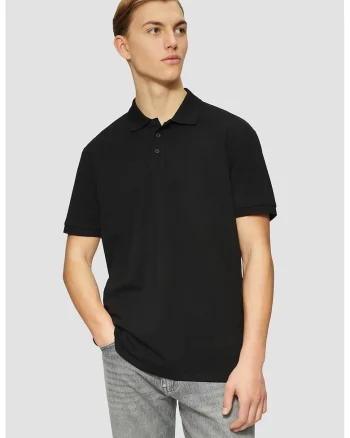 Tricou polo cu model uni, Negru