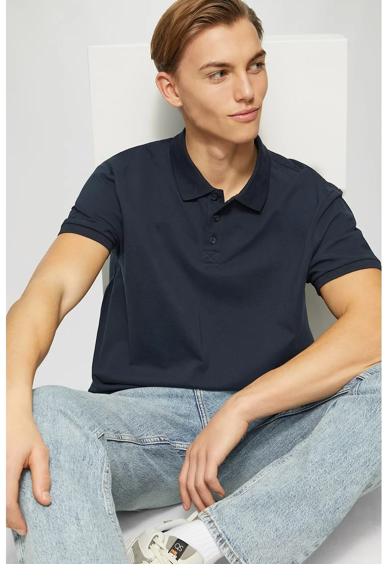 Tricou polo cu model uni, Albastru ultramarin