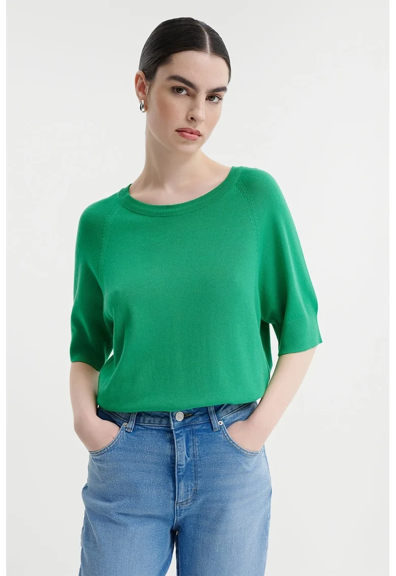 Pulover cu maneci raglan, Verde aquamarin