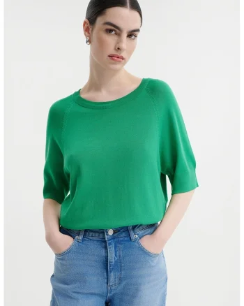 Pulover cu maneci raglan, Verde aquamarin