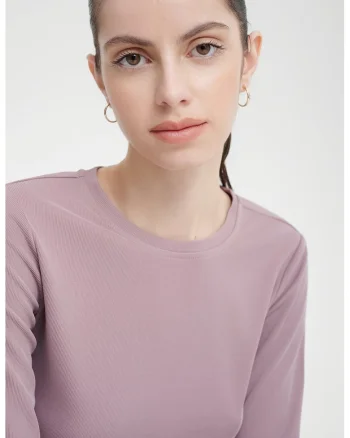 Bluza regular fit cu decolteu la baza gatului, Violet