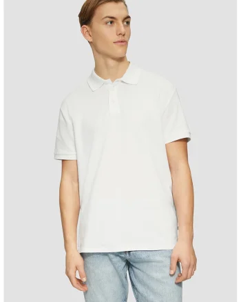 Tricou polo cu model uni, Alb