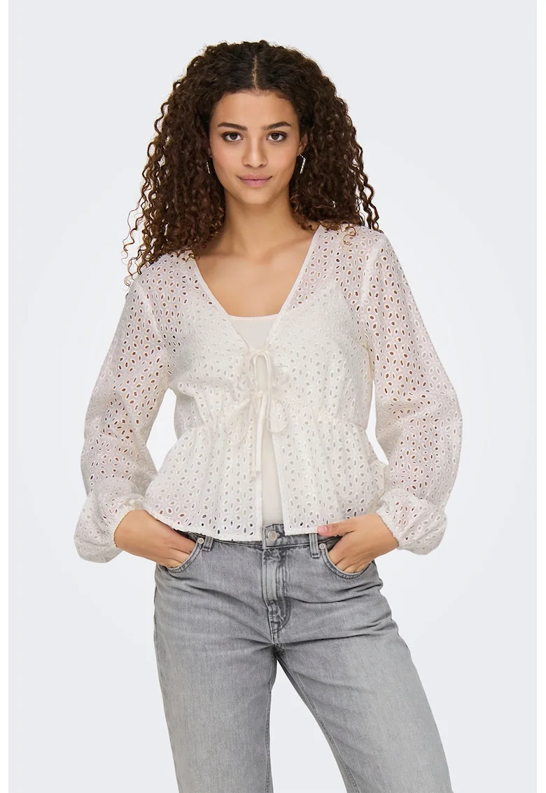Bluza cu aspect perforat, Alb