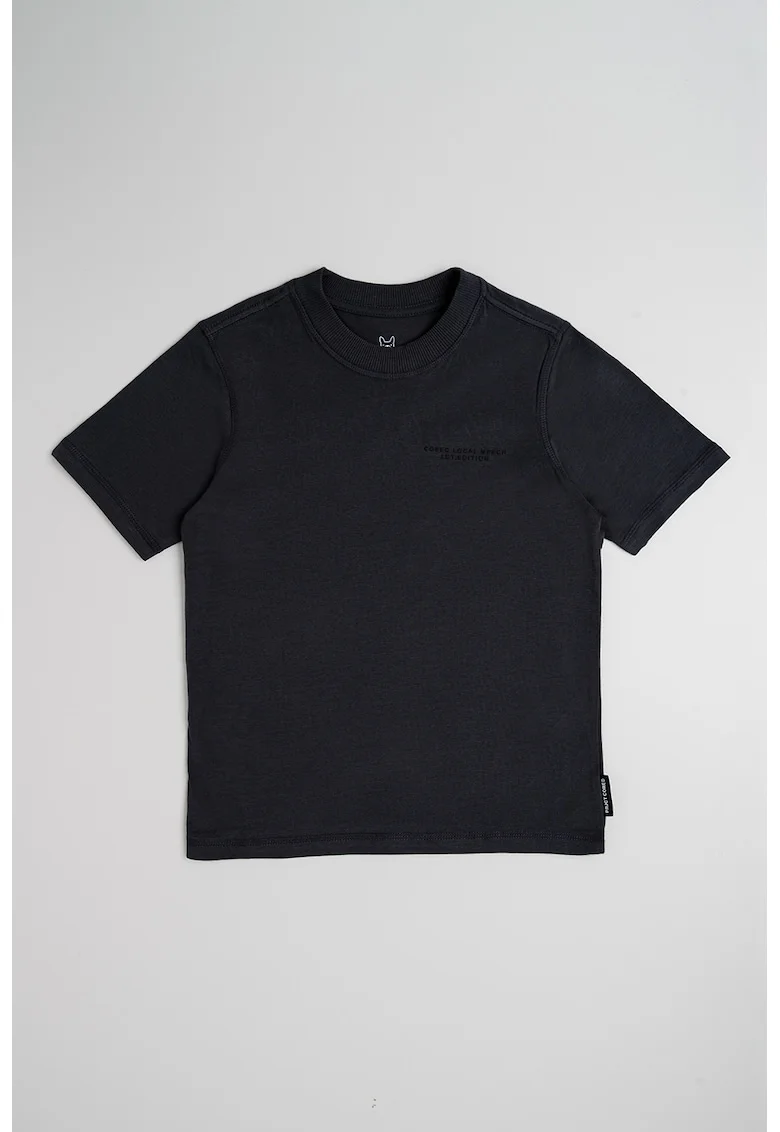 Tricou de bumbac cu decolteu la baza gatului, Gri antracit