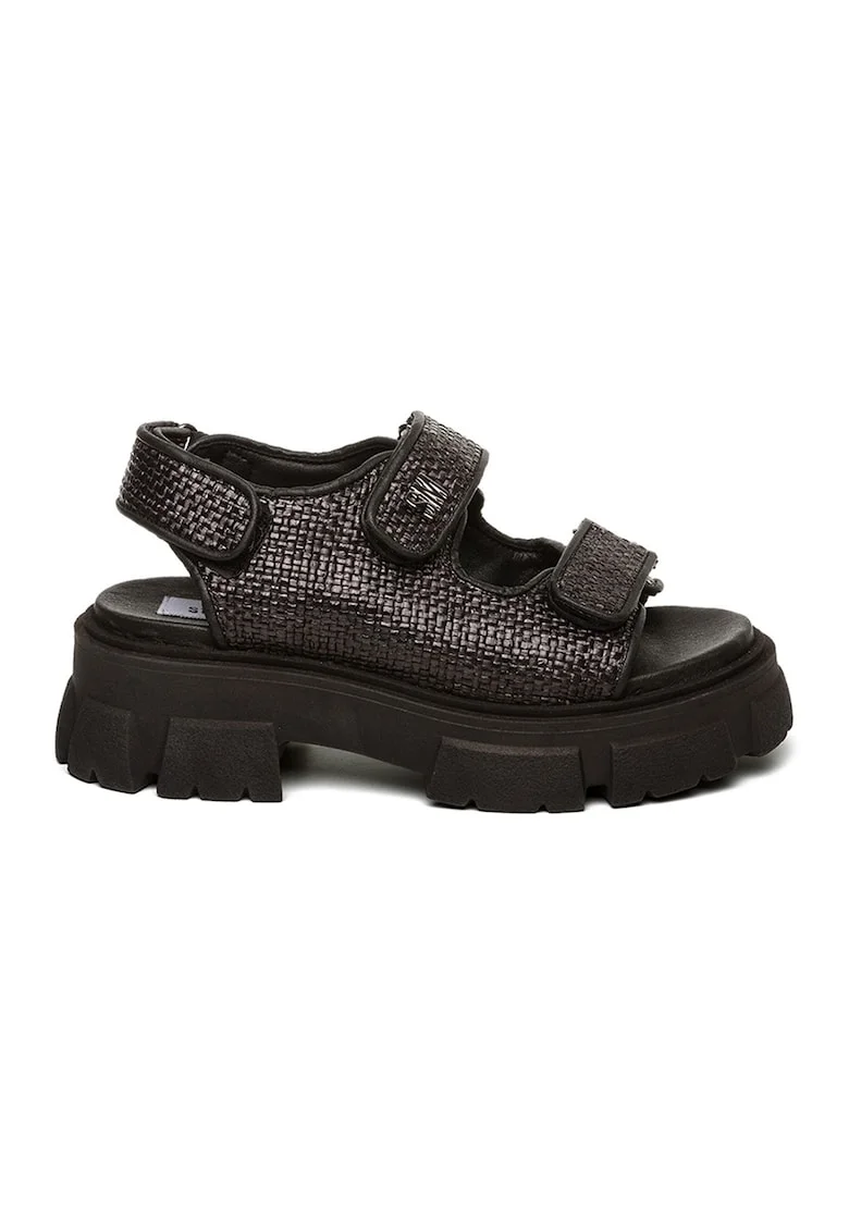 Sandale cu aspect masiv si inchidere velcro, Negru