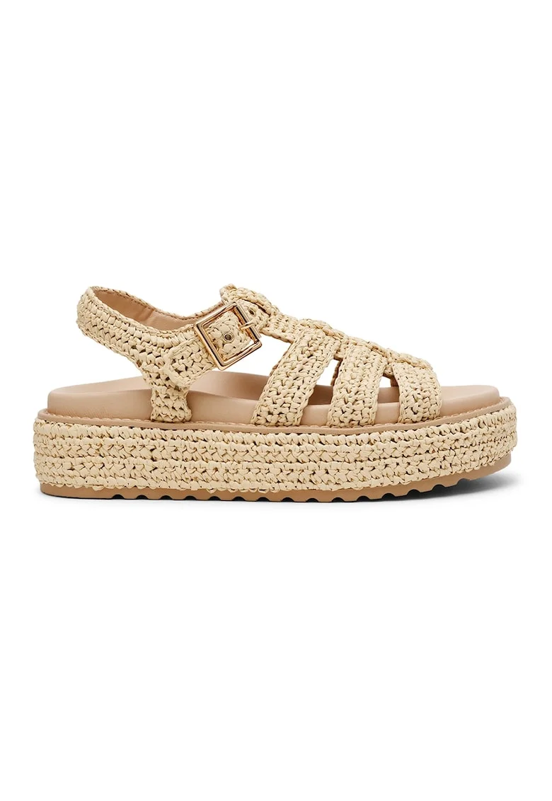 Sandale flatform cu design impletit, Bej deschis