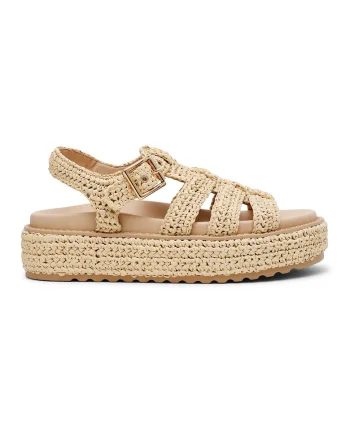 Sandale flatform cu design impletit, Bej deschis