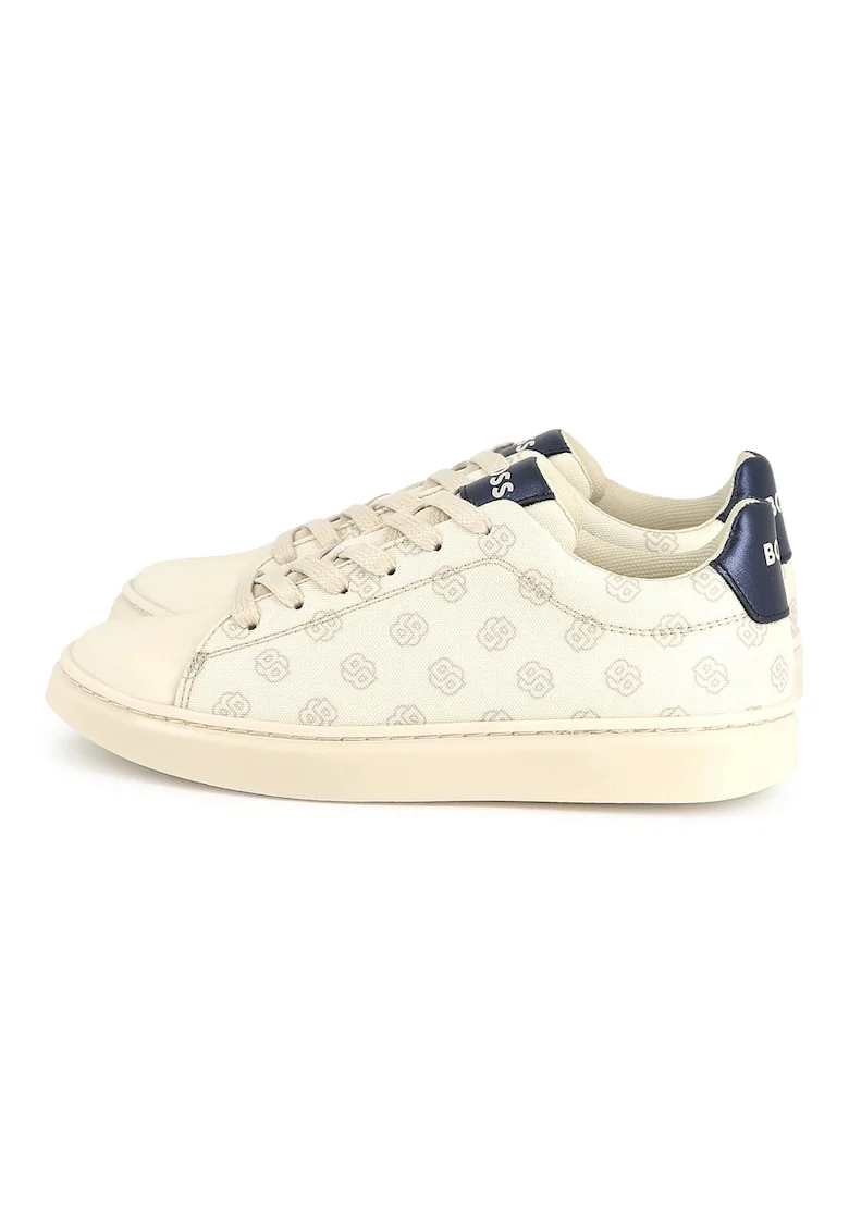 Pantofi sport cu model monograma, Negru/Bej deschis