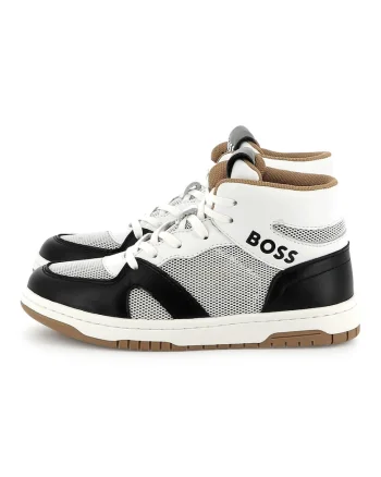 Pantofi sport mid-high cu logo, Alb/Negru