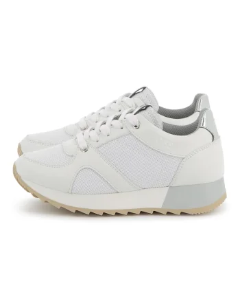 Pantofi sport cu garnituri din piele ecologica, Alb murdar