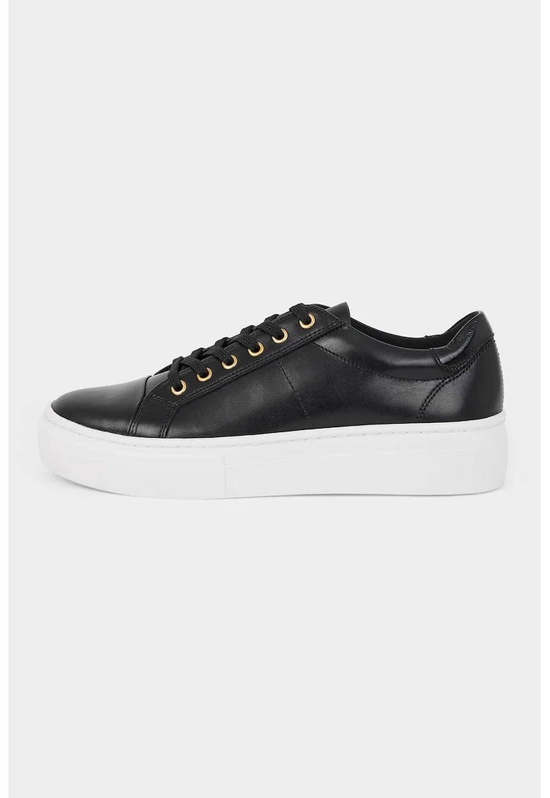 Pantofi sport din piele cu model uni Zoe, Negru