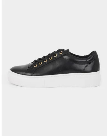 Pantofi sport din piele cu model uni Zoe, Negru