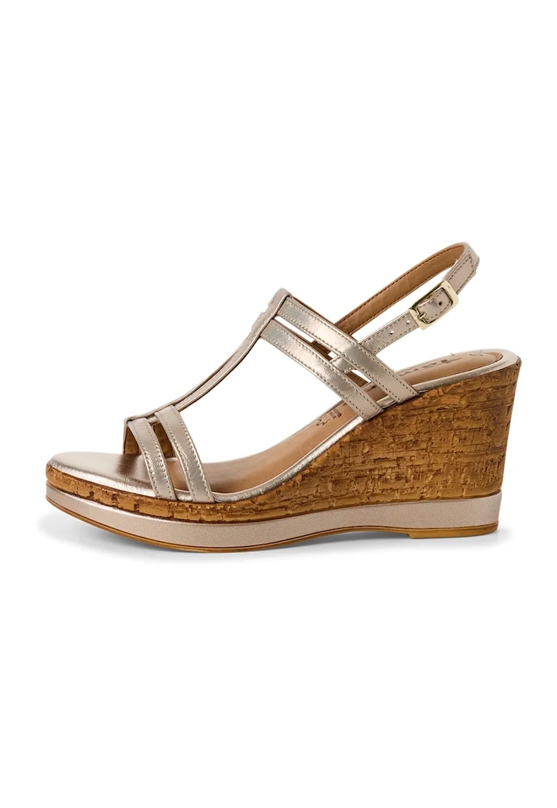 Sandale wedge cu barete, Auriu