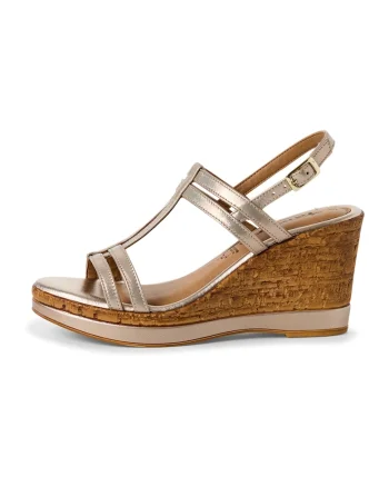 Sandale wedge cu barete, Auriu