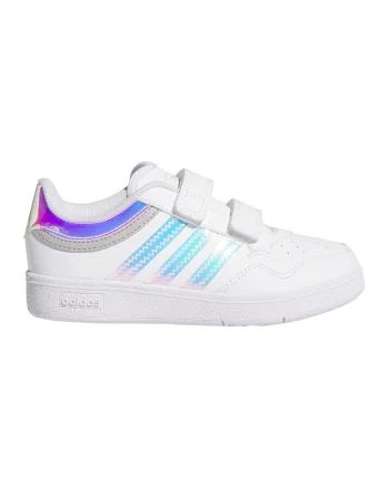 Pantofi sport din piele ecologica cu logo contrastant Hoops 4.0, Alb/Albastru azur/Roz