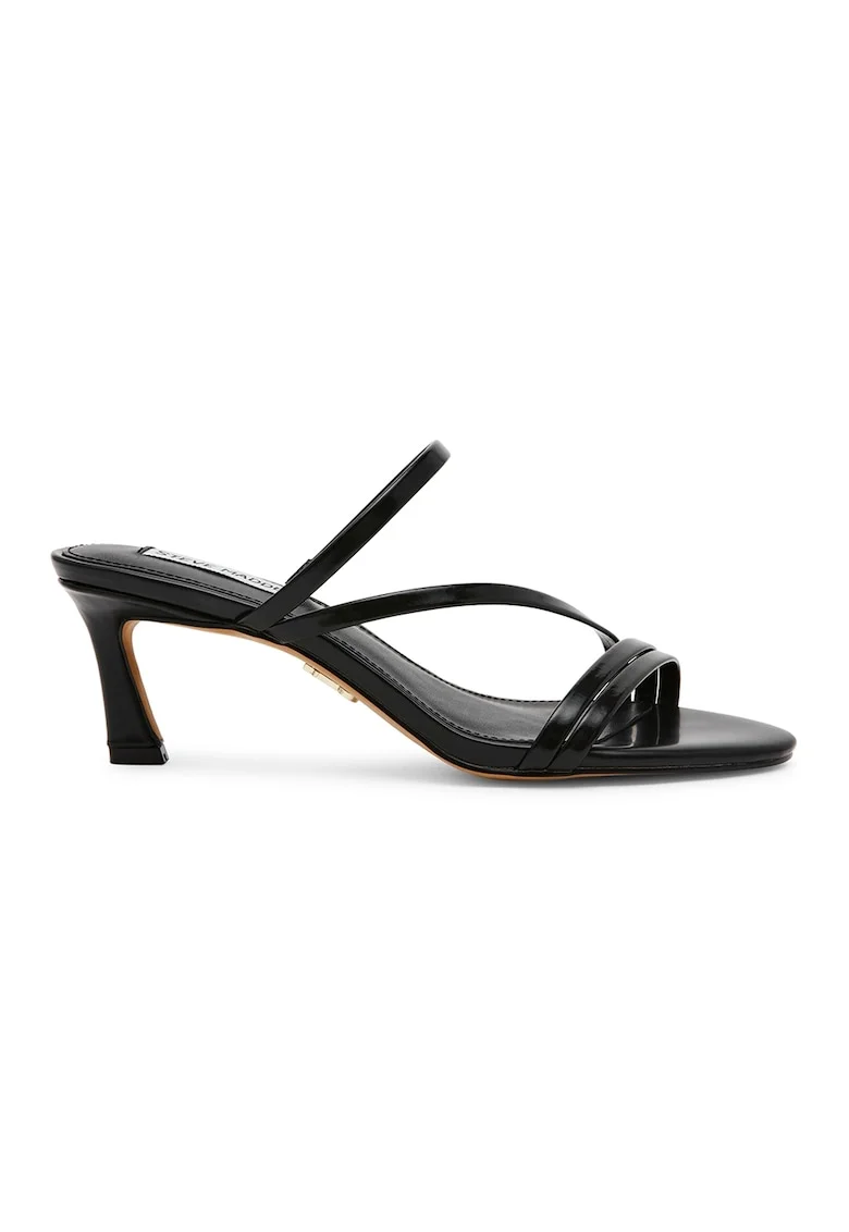 Sandale din piele ecologica cu toc kitten, Negru